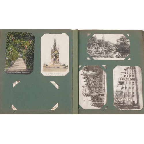 783 - Topographical and social history postcards arranged in an album including locomotives, turbine steam... 