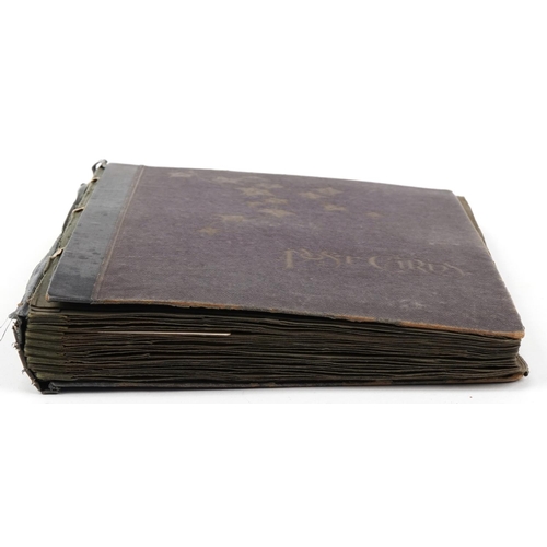 783 - Topographical and social history postcards arranged in an album including locomotives, turbine steam... 