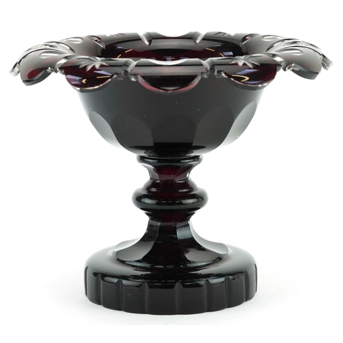 519 - 19th century Bohemian ruby flashed pedestal sweetmeat dish, 19cm in diameter