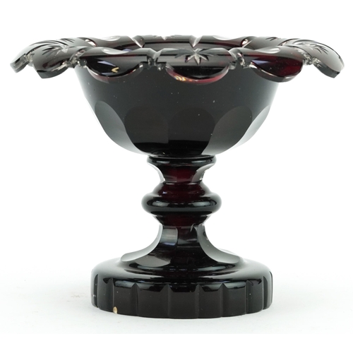 519 - 19th century Bohemian ruby flashed pedestal sweetmeat dish, 19cm in diameter