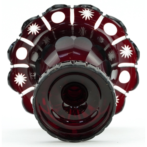 519 - 19th century Bohemian ruby flashed pedestal sweetmeat dish, 19cm in diameter