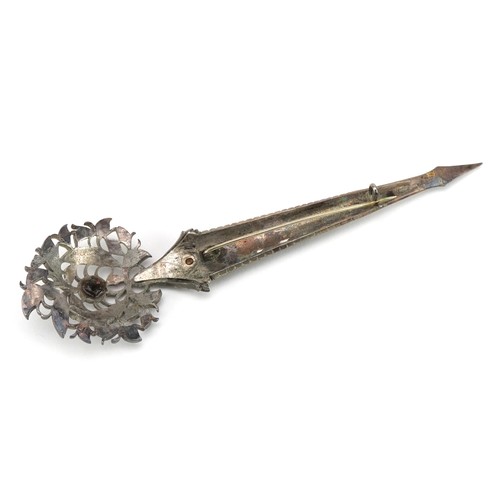 434 - 19th century Indian paste set Kondakoora hairpin, 12.5cm in length