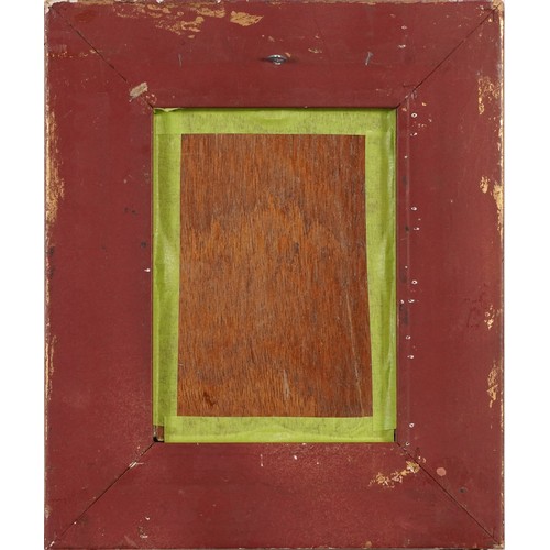 387 - Female besides a wall, two Islamic school pictures, framed, the largest 16.5cm x 11.5cm excluding th... 