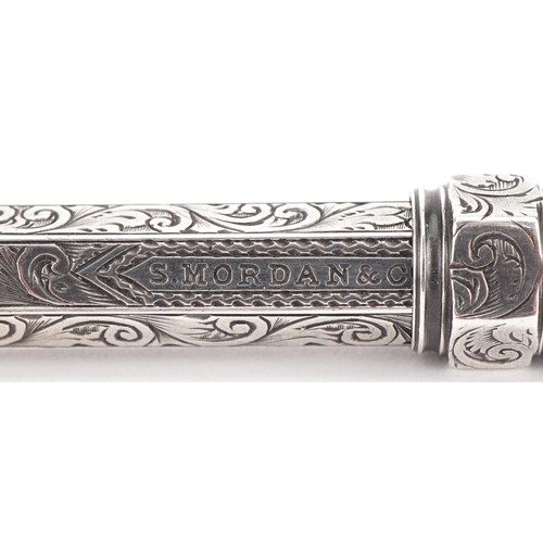 362 - Victorian unmarked silver Sampson Mordan & Co propelling pencil, 9cm in length when closed