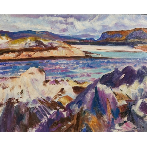 333 - Coastal landscape, Scottish Colourist school oil on board, framed, 49.5cm x 39.5cm excluding the fra... 