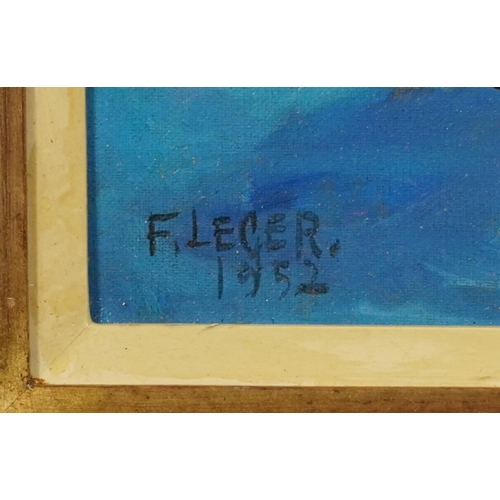 186 - Manner of Fernand Leger - Circus performers, French Impressionist oil on board, mounted and framed, ... 