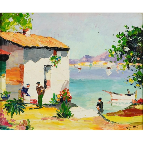 430 - After Cecil Rochford D'Oyly-John - French Riviera, oil on board, framed, 43.5cm x 35.5cm excluding t... 