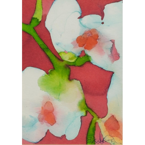 508 - Elda Abramson - Still life flowers, three watercolours including a pair, each mounted, framed and gl... 