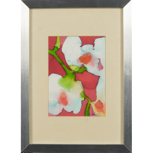 508 - Elda Abramson - Still life flowers, three watercolours including a pair, each mounted, framed and gl... 