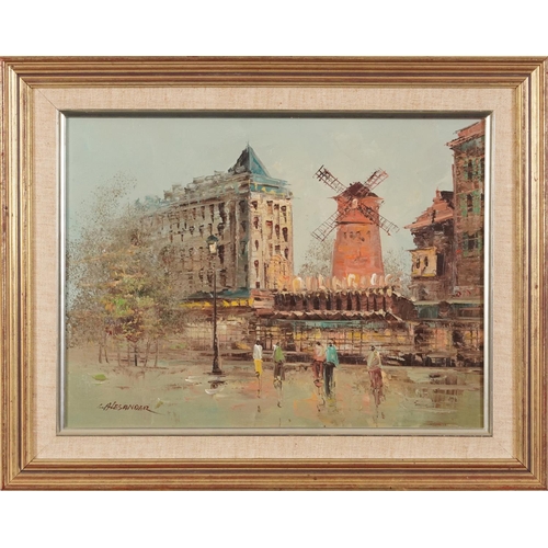 504 - L Alesander - Parisian street scenes, pair of French Impressionist oil on boards, mounted and framed... 