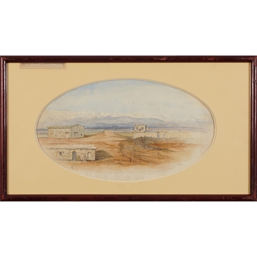 1784 - Sir John Gilbert - Haggi Bozan Farm near Tarsus and Neidpath Castle looking East, 19th century oval ... 