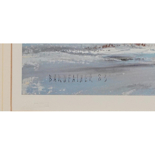 1043 - Michael Barnfather - Farmland with Chickens in Winter, pencil signed print in colour with embossed w... 