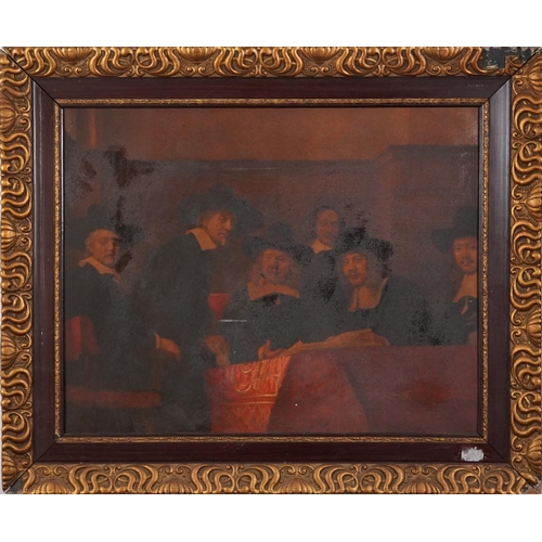 1389 - After Franz Hanfstaengl - Figures in an interior, 19th century picture on canvas, framed, 72cm x 57.... 