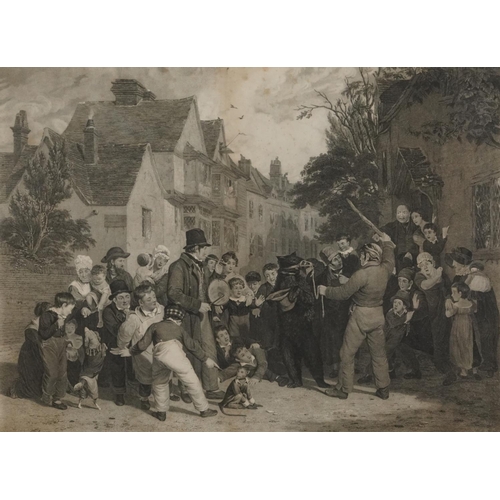 1047 - Henry Mayer - The Dancing Bear, 19th century engraving printed by W F Witherington housed in a rosew... 