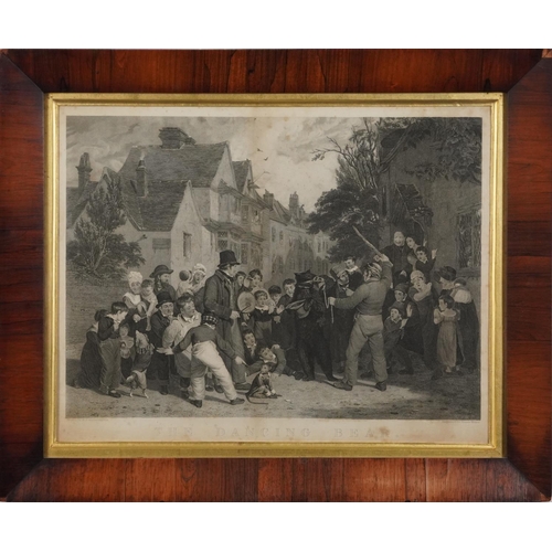 1047 - Henry Mayer - The Dancing Bear, 19th century engraving printed by W F Witherington housed in a rosew... 