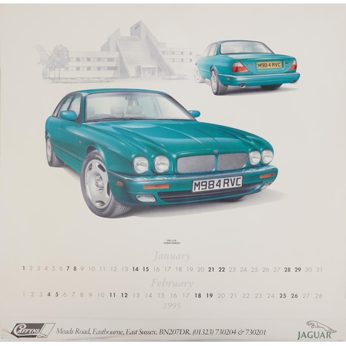 944 - Six vintage automobilia interest Jaguar car calendars, each 53cm x 53cm