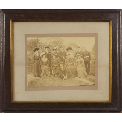 915 - Two Victorian black and white social history photographs including one of a family, mounted, framed ... 