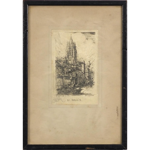 1538 - Four pencil signed prints/etchings including Westminster Abbey by Alfred J Benett, St Pauls Brighton... 