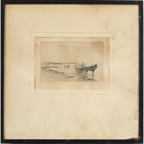 1564 - A Simes - The Cowal Shore, The Clyde and Inverness Castle Scotland, pair of pencil signed etchings, ... 