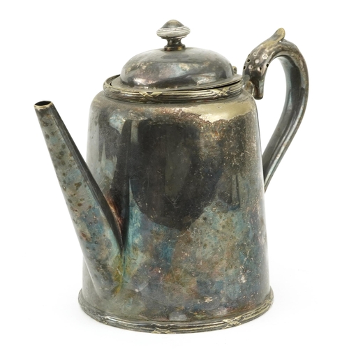 1398 - Advertising interest The New Gallery silver plated hot water pot by Walker & Hall, 19cm high