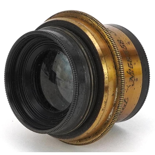 1446 - Cased Ross of London Symmetric Anastigmat lens numbered 58558, 3.5cm in length