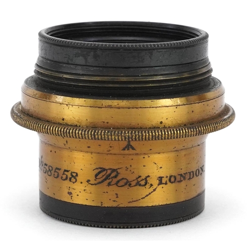 1446 - Cased Ross of London Symmetric Anastigmat lens numbered 58558, 3.5cm in length