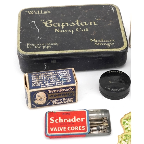 1473 - Advertising items including Ogden's Snuff tin, Coca Cola bottle, Eveready Shaving razor blades, Zedb... 