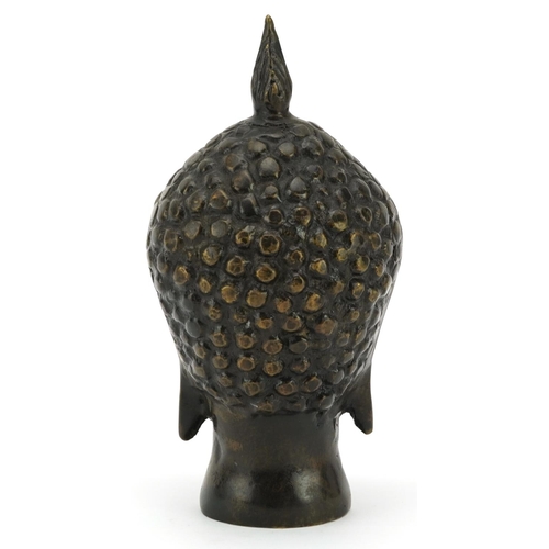 1461 - Tibetan patinated bronze Buddha head, 15cm high