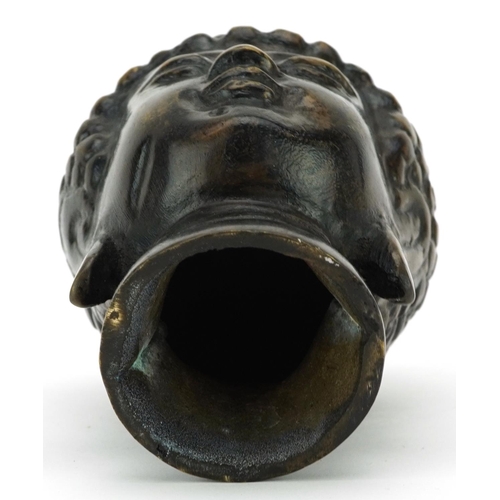 1461 - Tibetan patinated bronze Buddha head, 15cm high