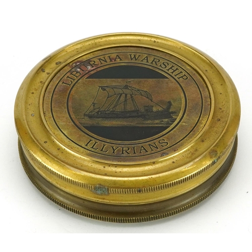 1453 - Naval interest brass compass, 8cm in diameter