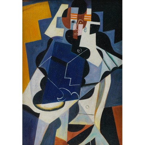 1583 - After Juan Gris - Abstract composition, surreal figure, French Cubist school oil on canvas board, fr... 