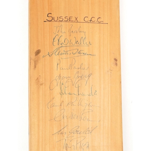 1291 - 1980s full sized cricket bat signed by various players including Sussex County Cricket Club, Kent Co... 