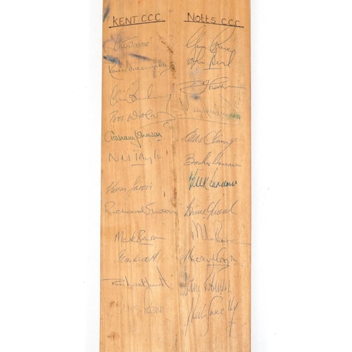 1291 - 1980s full sized cricket bat signed by various players including Sussex County Cricket Club, Kent Co... 