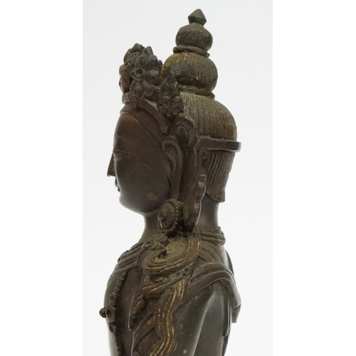 10 - 18th Century Chino Tibetan bronze buddha of Tara, 18cms tall