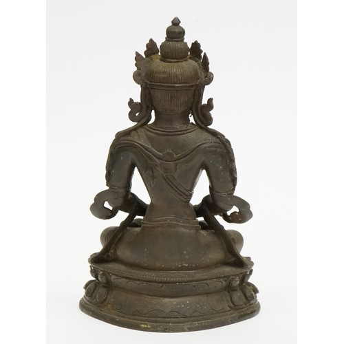 10 - 18th Century Chino Tibetan bronze buddha of Tara, 18cms tall