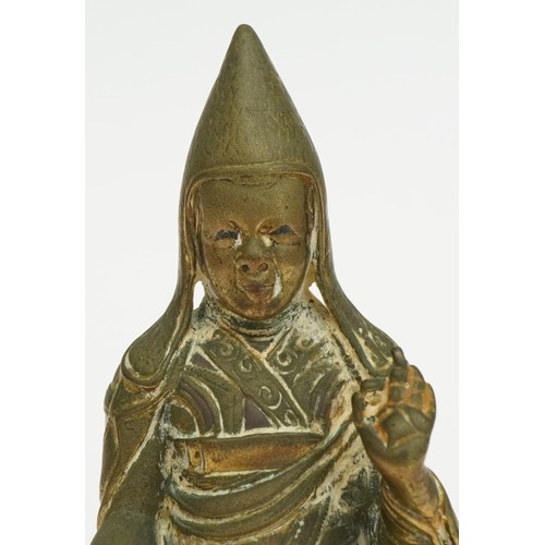 13 - 18th Century Chino Tibetan bronze buddha, 10.5cm high