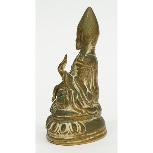 13 - 18th Century Chino Tibetan bronze buddha, 10.5cm high
