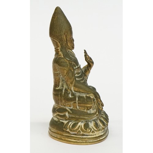 13 - 18th Century Chino Tibetan bronze buddha, 10.5cm high