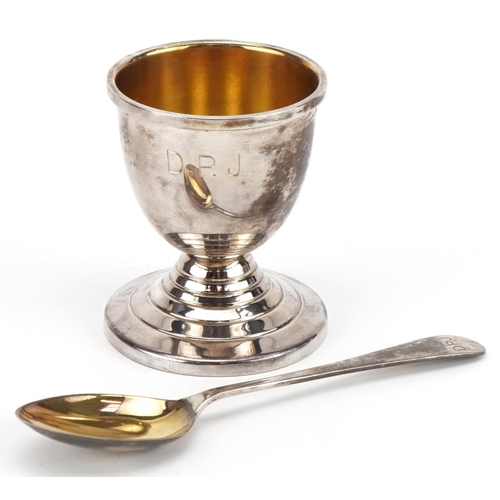 242 - Henry Clifford Davis, Elizabeth II silver christening eggcup and spoon with fitted case, Birmingham ... 