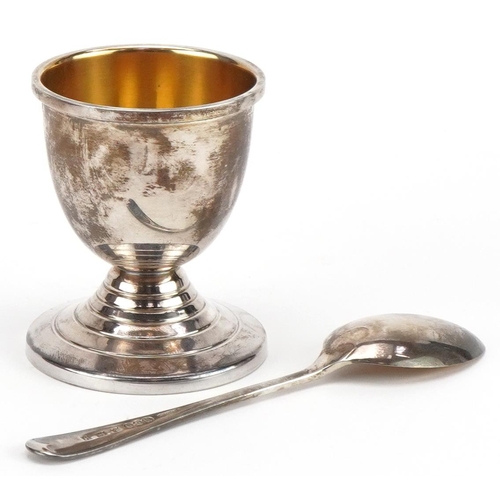 242 - Henry Clifford Davis, Elizabeth II silver christening eggcup and spoon with fitted case, Birmingham ... 