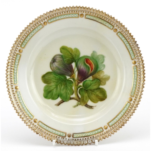 1397 - Royal Copenhagen, Danish porcelain Flora Danica shallow dish, numbered 3573 to the reverse, 19.5cm i... 