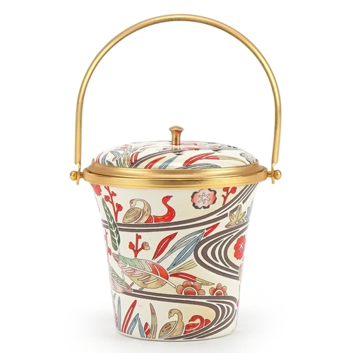 1300 - Halcyon Days enamel pot pourri basket with swing handle designed after a late 18th century Japanese ... 