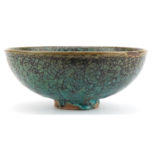 1533 - Chinese Junyao type bowl with purple splashes, 24.5cm in diameter