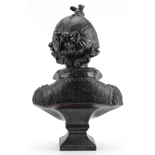 399 - After Cesar Ceribelli, Italian patinated bronze bust of a female entitled Bianca, 37.5cm high