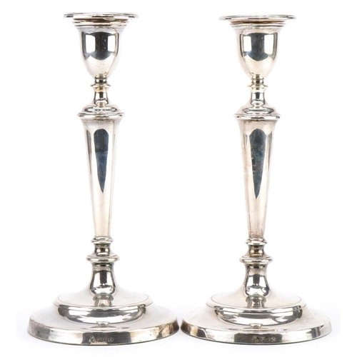 93 - M C Hersey & Son Ltd, pair of Elizabeth II silver candlesticks, London 1991, 26.5cm high, 1300.0g