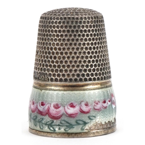 282 - 800 grade silver and enamel thimble, 2.3cm high, 5.2g