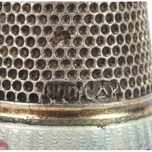 282 - 800 grade silver and enamel thimble, 2.3cm high, 5.2g