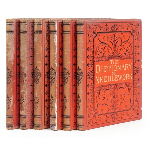 886 - Dictionary of Needlework, set of six hardback books, Div 1-6, published London A W Cowan 30 and 31 N... 