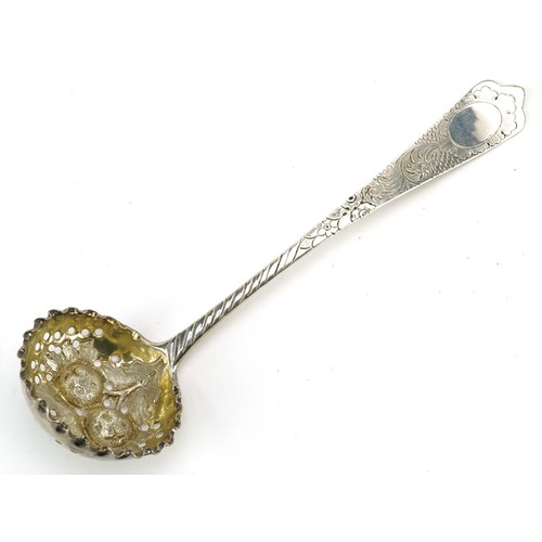 Matthew Craw, George III Scottish silver sifting spoon embossed with berries, Edinburgh 1808, 15.5cm in length, 30.8g