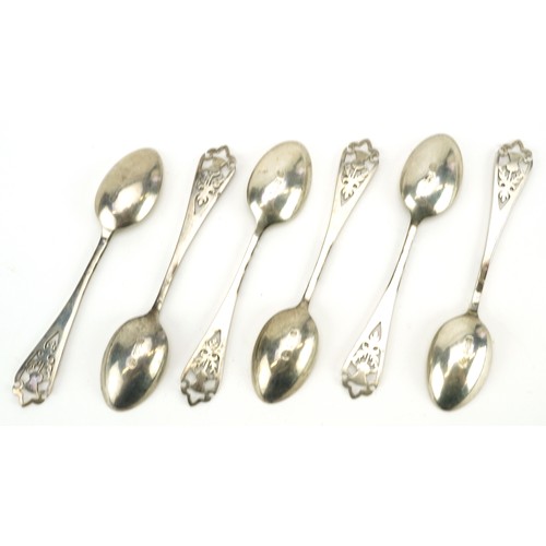 326 - Francis Howard Ltd, set of six Elizabeth II Scottish silver teaspoons with thistle terminals, Edinbu... 